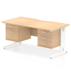Impulse Scalloped Edge 1600mm Cable Managed Straight Desk With Two Fixed Pedestal - image 9