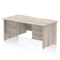 Impulse Scalloped Edge 1600mm Panel End Straight Desk With Two Fixed Pedestal - image 2