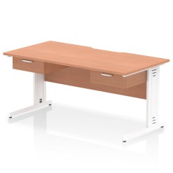 Impulse Scalloped Edge Cable Managed Straight Desk With Two One Drawer Fixed Pedestals - image 3