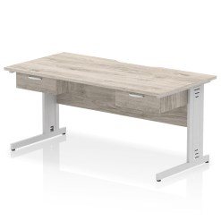 Impulse Scalloped Edge Cable Managed Straight Desk With Two One Drawer Fixed Pedestals - image 5