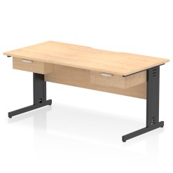 Impulse Scalloped Edge Cable Managed Straight Desk With Two One Drawer Fixed Pedestals - image 7