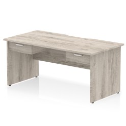 Impulse Scalloped Edge Panel End Straight Desk Frame With Two One Drawer Fixed Pedestals - image 2