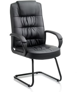 Moore Deluxe High Back Black Cantilever Visitor Chair with Arms
