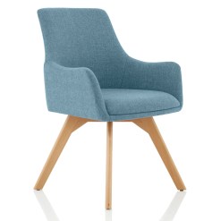 Carmen Grey Fabric Wooden Leg Visitor Chair - image 3