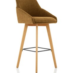 Carmen Grey Fabric Wooden Leg High Stool Chair - image 2
