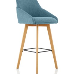 Carmen Grey Fabric Wooden Leg High Stool Chair - image 3