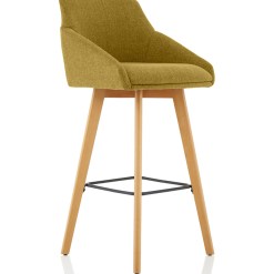 Carmen Grey Fabric Wooden Leg High Stool Chair - image 4