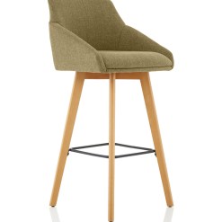 Carmen Grey Fabric Wooden Leg High Stool Chair - image 5