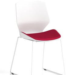 Florence Sled White Frame Fabric Seat Visitor Chair - image 2