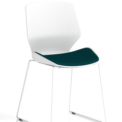 Florence Sled White Frame Fabric Seat Visitor Chair - image 4