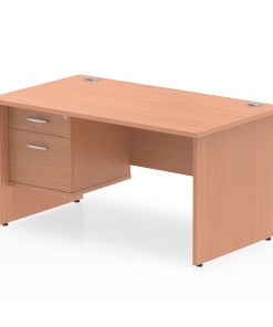 Impulse 1400mm Panel End Straight Desk With Single Fixed Pedestal
