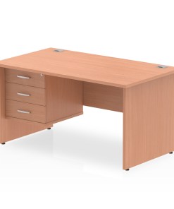 Impulse 1400mm Panel End Straight Desk With Single Fixed Pedestal