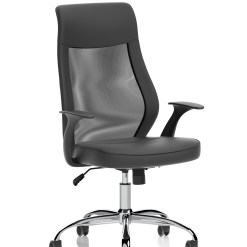 Baye High Mesh Back Task Operator Black Leather Office Chair with Arms