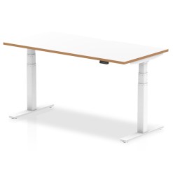 Oslo Air Height Adjustable Desk White Top Natural Wood Edge White Frame - image 3