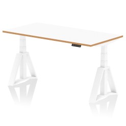 Oslo Air Height Adjustable Desk White Top Natural Wood Edge White Frame - image 6