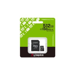 Kingston Technology 512GB microSDXC Canvas Select Plus Gen3 150MB/s A1 Card + Adapter