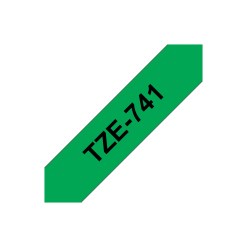 Brother TZE-741 label-making tape Black on green TZ