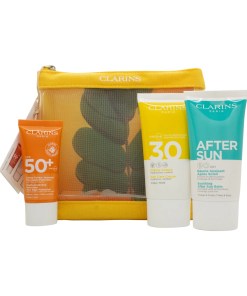 Clarins Essential Sun Care Travel Set 30ml Very High Protection Sun CreamSPF50 + 75ml Sun Care Cream + 75ml Soothing After Sun Balm