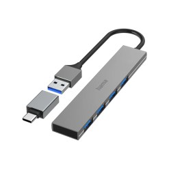 Hama 00200141 interface hub USB 3.2 Gen 1 (3.1 Gen 1) Type-A 5000 Mbit/s Grey
