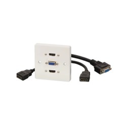 Lindy Dual HDMI and VGA Faceplate with 10cm trailing leads