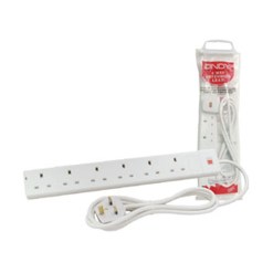 Lindy 5m 6-Way UK Mains Power Extension, White