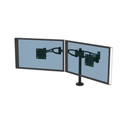 Fellowes Vista Dual Monitor Arm - Monitor Mount for 10KG 26 inch Screens - Ergonomic Adjustable Monitor Arm Desk Mount - Pan 180° Rotation 360°, VESA 75 x 75/100 x 100 - Black