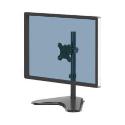 Fellowes Seasa Single Monitor Arm - Freestanding Monitor Mount for 8KG 32 inch Screens - Ergonomic Adjustable Monitor Arm - Tilt 45° Pan 120° Rotation 360°, VESA 75 x 75/100 x 100 - Black