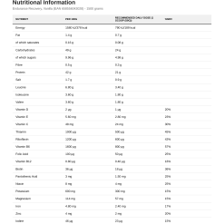 Nutrition table for Endurance Recovery, Vanilla (EAN 658556043028) - 1500 grams