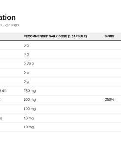 Nutrition table for Collagen Type II with Hyaluronic Acid - 30 caps