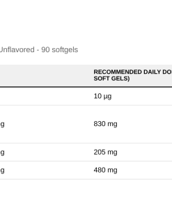 Nutrition table for Prenatal DHA, 830mg Omega-3 + 400 IU D3 Unflavored - 90 softgels