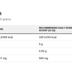 Nutrition table for Marine Collagen, Strawberry Raspberry - 300 grams