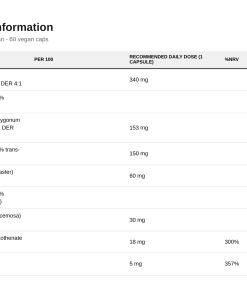 Nutrition table for Hormonal Support Woman - 60 vegan caps