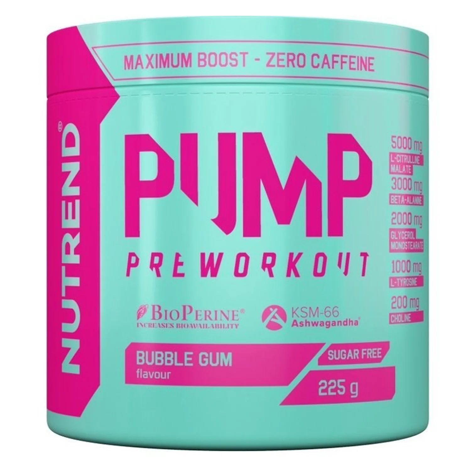 Nutrend Pump Pre-Workout, Bubble Gum - 225 grams