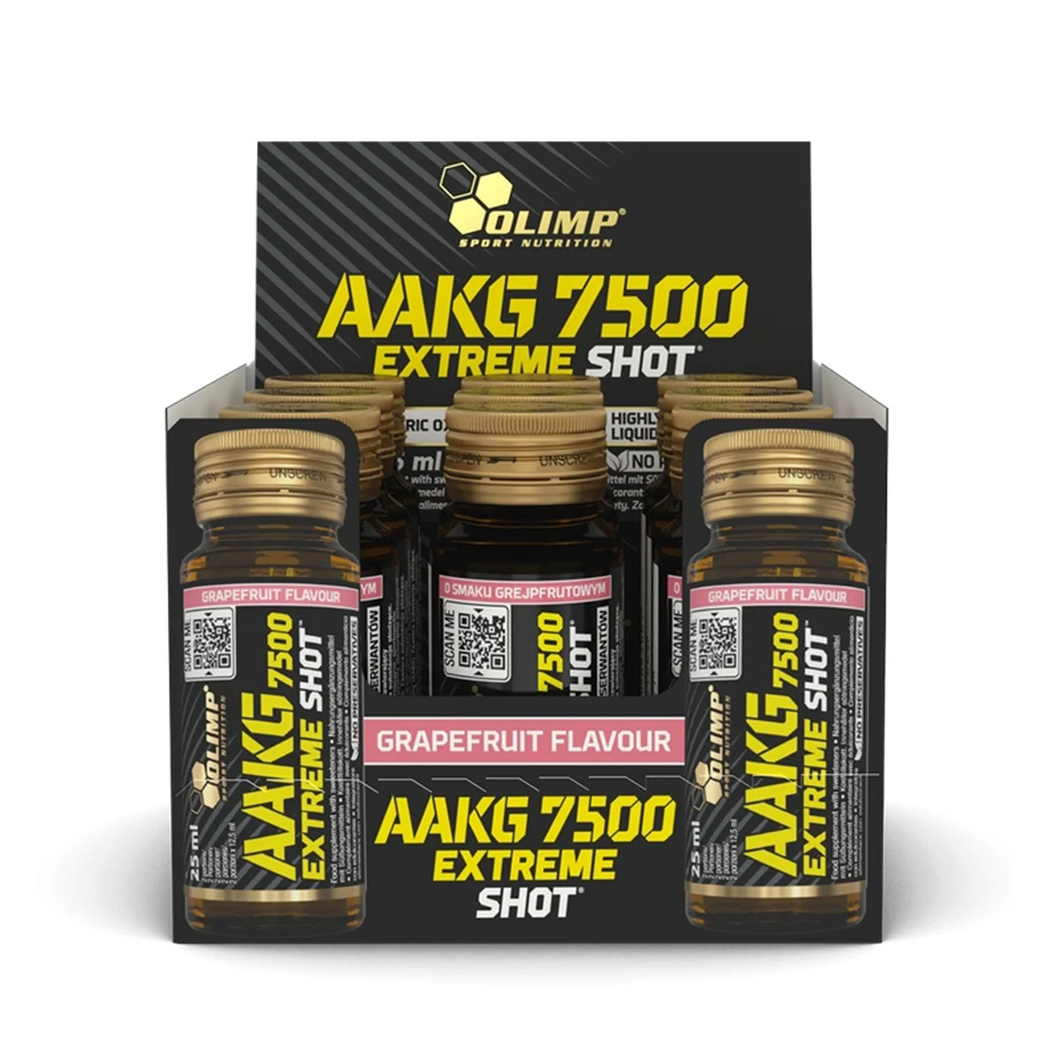 Olimp Nutrition AAKG 7500 Extreme Shot, Grapefruit - 9 x 25 ml.