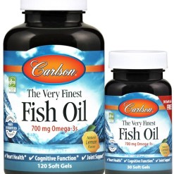 Carlson Labs The Very Finest Fish Oil - 700mg Omega-3s, Natural Lemon - 120 + 30 softgels