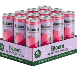 Bloom Sparkling Energy, Strawberry Watermelon - 12 x 250ml.