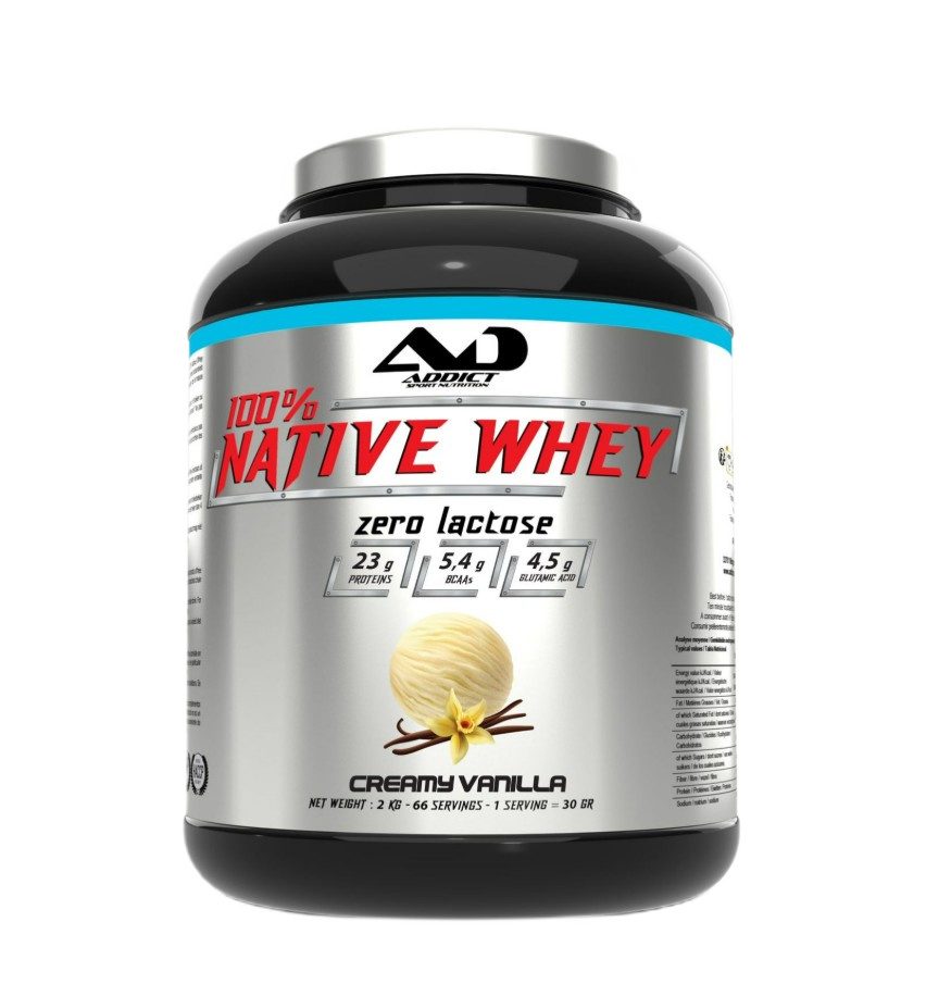 Addict Sport Nutrition 100% Native Whey Zero Lactose, Creamy Vanilla - 2000 grams