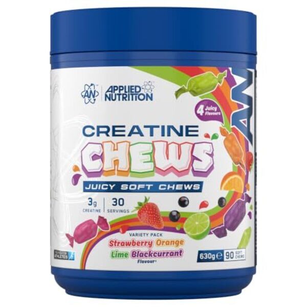 Applied Nutrition Creatine Chews, Variety Pack Strawberry Orange Lime Blackcurrant - 90 chews
