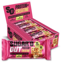 Sugar'd Out Protein + Creatine Bar, White Choc & Raspberry - 12 x 68g